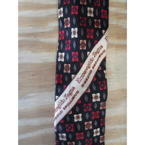Ermenegildo Zegna Neck Tie Red Silk Floral Formal Business Designer - Picture 5 of 9